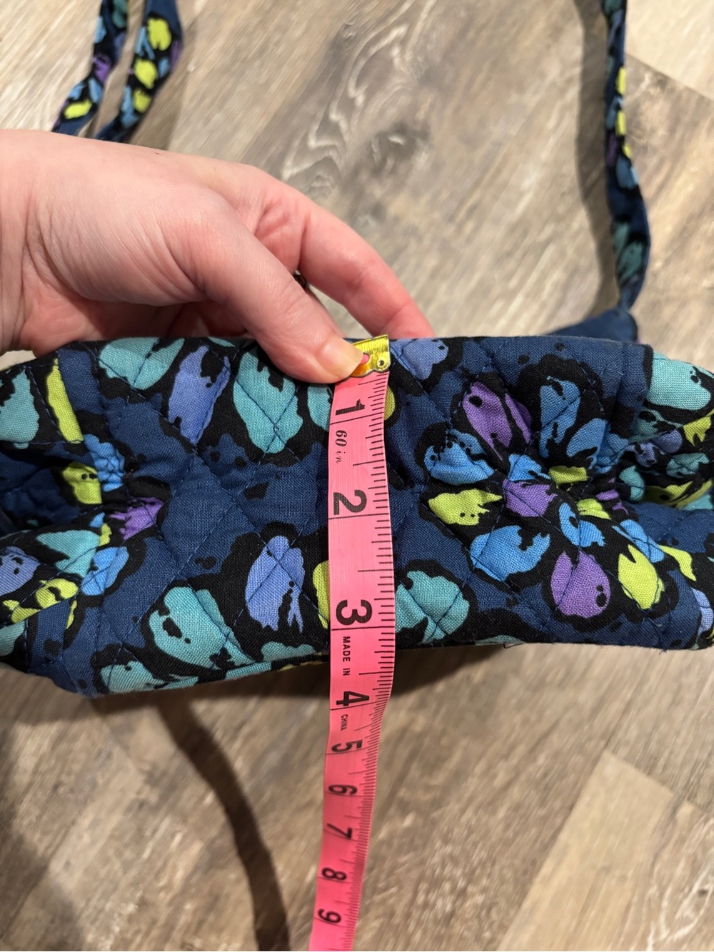 FINAL Vera Bradley Navy Quilted Crossbody with Teal, Lime & Purple Floral Print - Picture 13 of 13